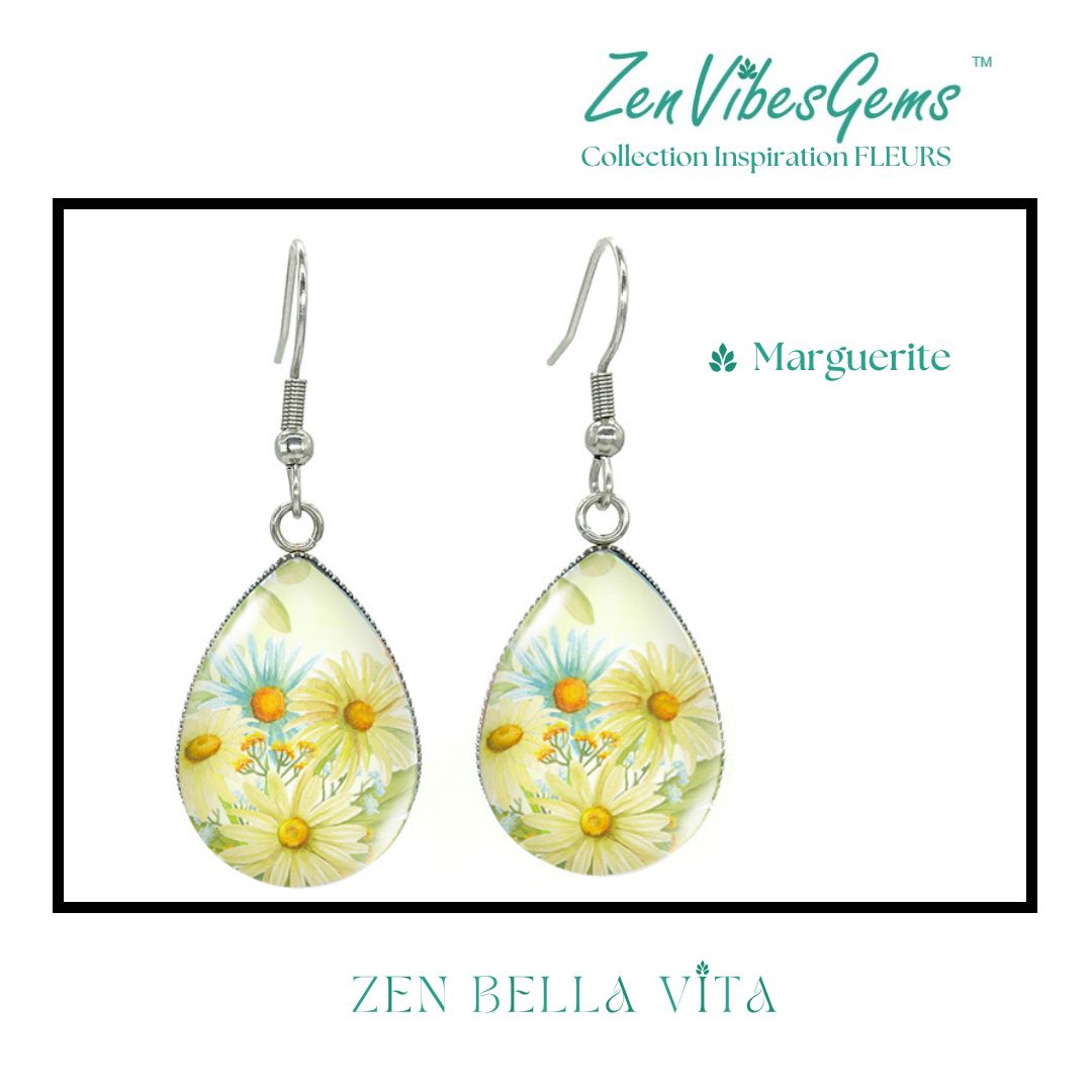 ZenVibesGems™ |  Boucles d'oreilles | Collection Inspiration FLEURS™ | MARGUERITES