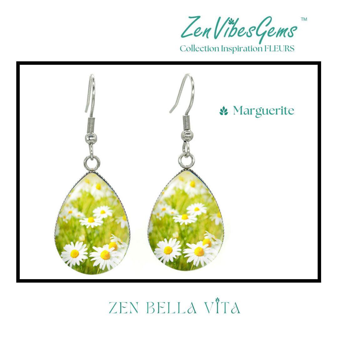 ZenVibesGems™ |  Boucles d'oreilles | Collection Inspiration FLEURS™ | MARGUERITES