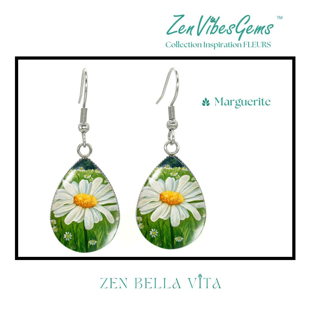 ZenVibesGems™ |  Boucles d'oreilles | Collection Inspiration FLEURS™ | MARGUERITES