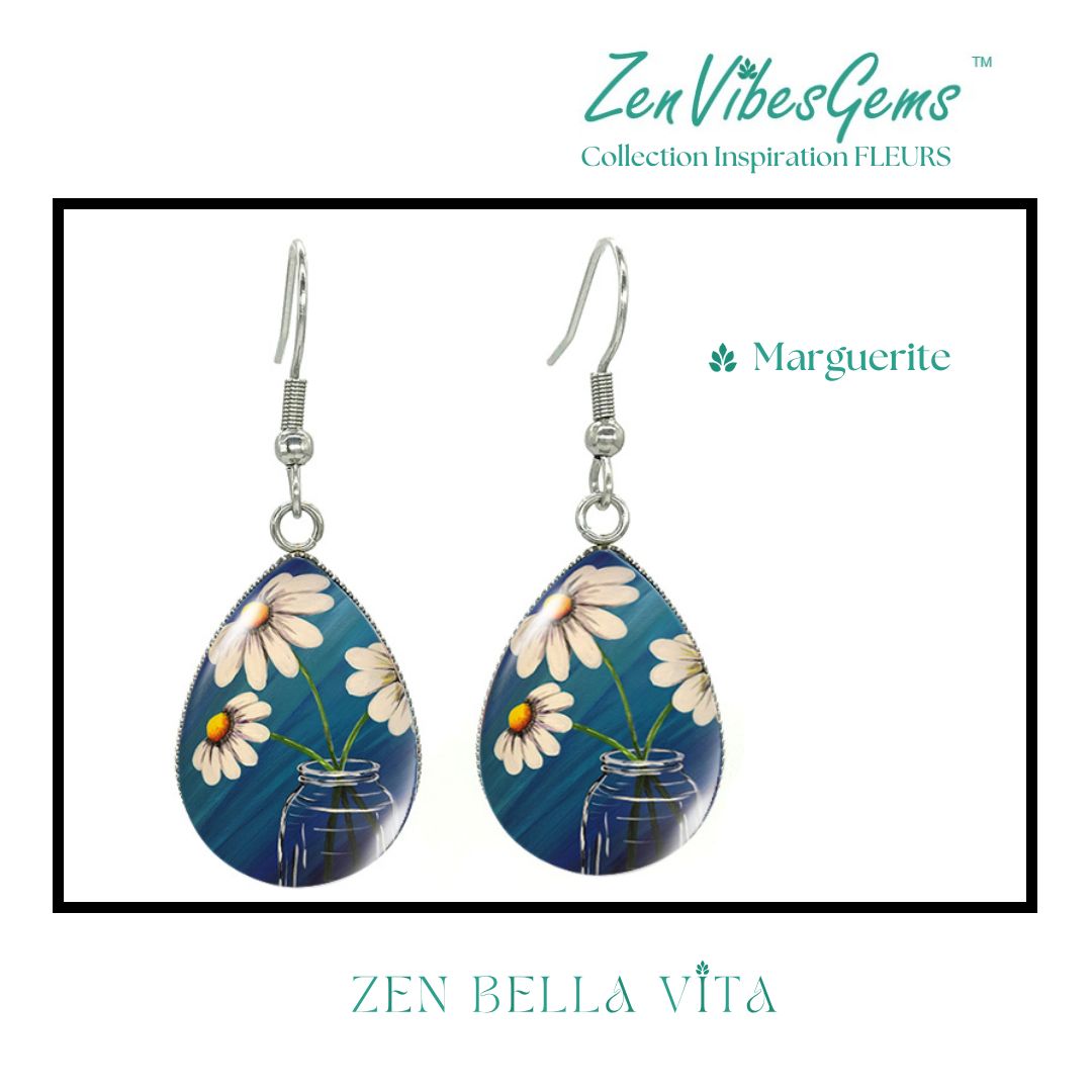 ZenVibesGems™ |  Boucles d'oreilles | Collection Inspiration FLEURS™ | MARGUERITES