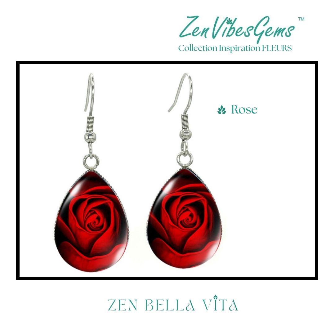 ZenVibesGems™ |  Boucles d'oreilles | Collection Inspiration FLEURS™ | ROSES