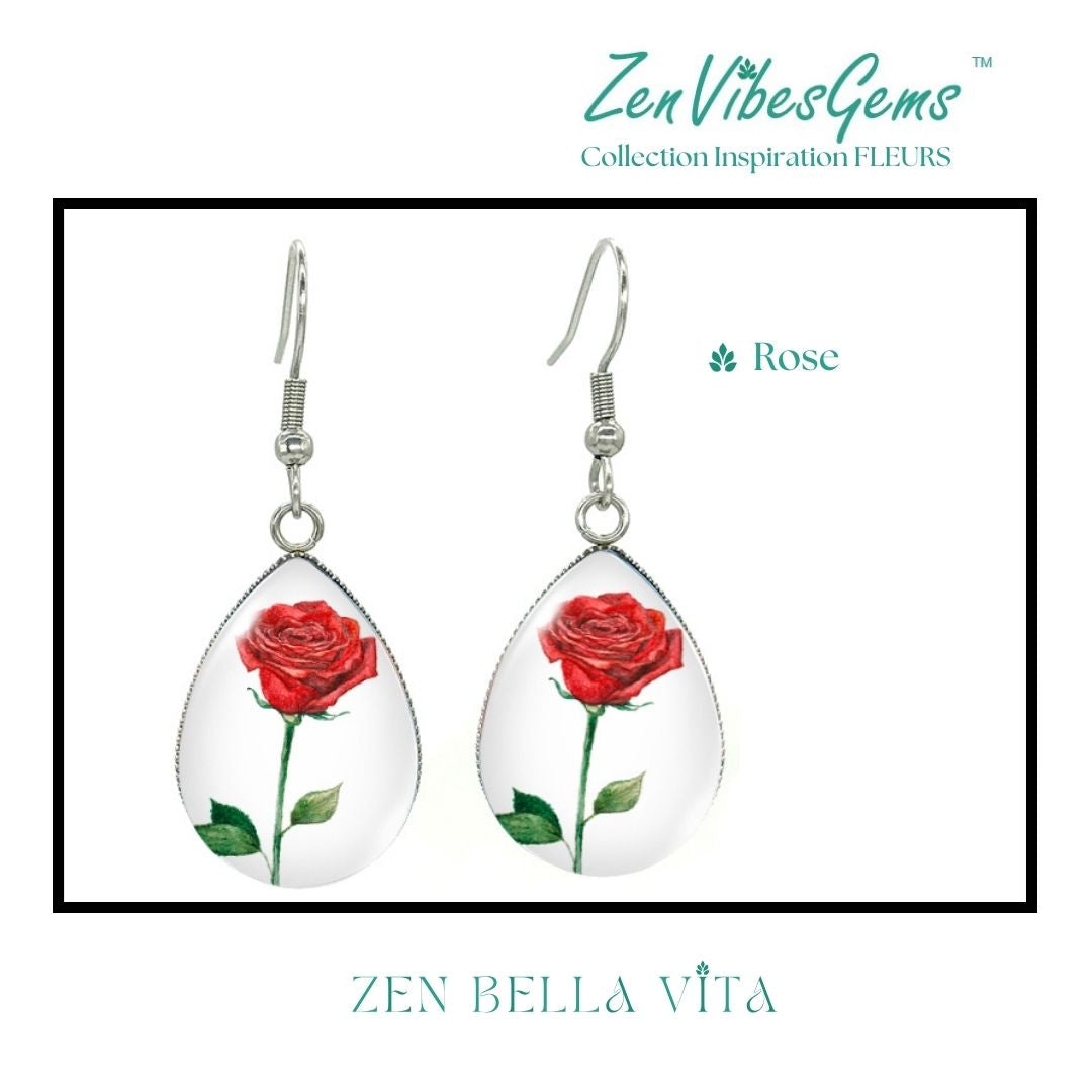 ZenVibesGems™ |  Boucles d'oreilles | Collection Inspiration FLEURS™ | ROSES