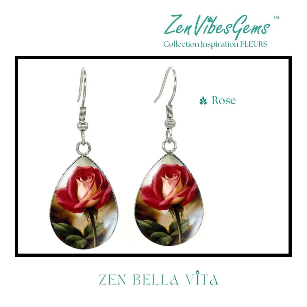 ZenVibesGems™ |  Boucles d'oreilles | Collection Inspiration FLEURS™ | ROSES