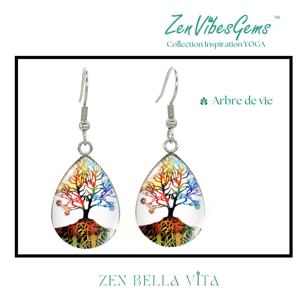ZenVibesGems™ |  Boucles d'oreilles | Collection Inspiration YOGA™ | ARBRES DE VIE et MANDALAS