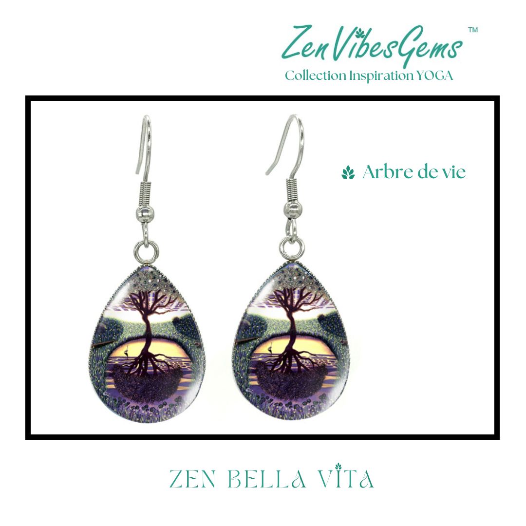 ZenVibesGems™ |  Boucles d'oreilles | Collection Inspiration YOGA™ | ARBRES DE VIE et MANDALAS