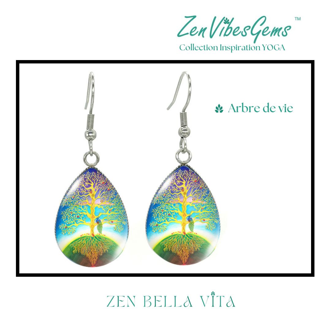 ZenVibesGems™ |  Boucles d'oreilles | Collection Inspiration YOGA™ | ARBRES DE VIE et MANDALAS