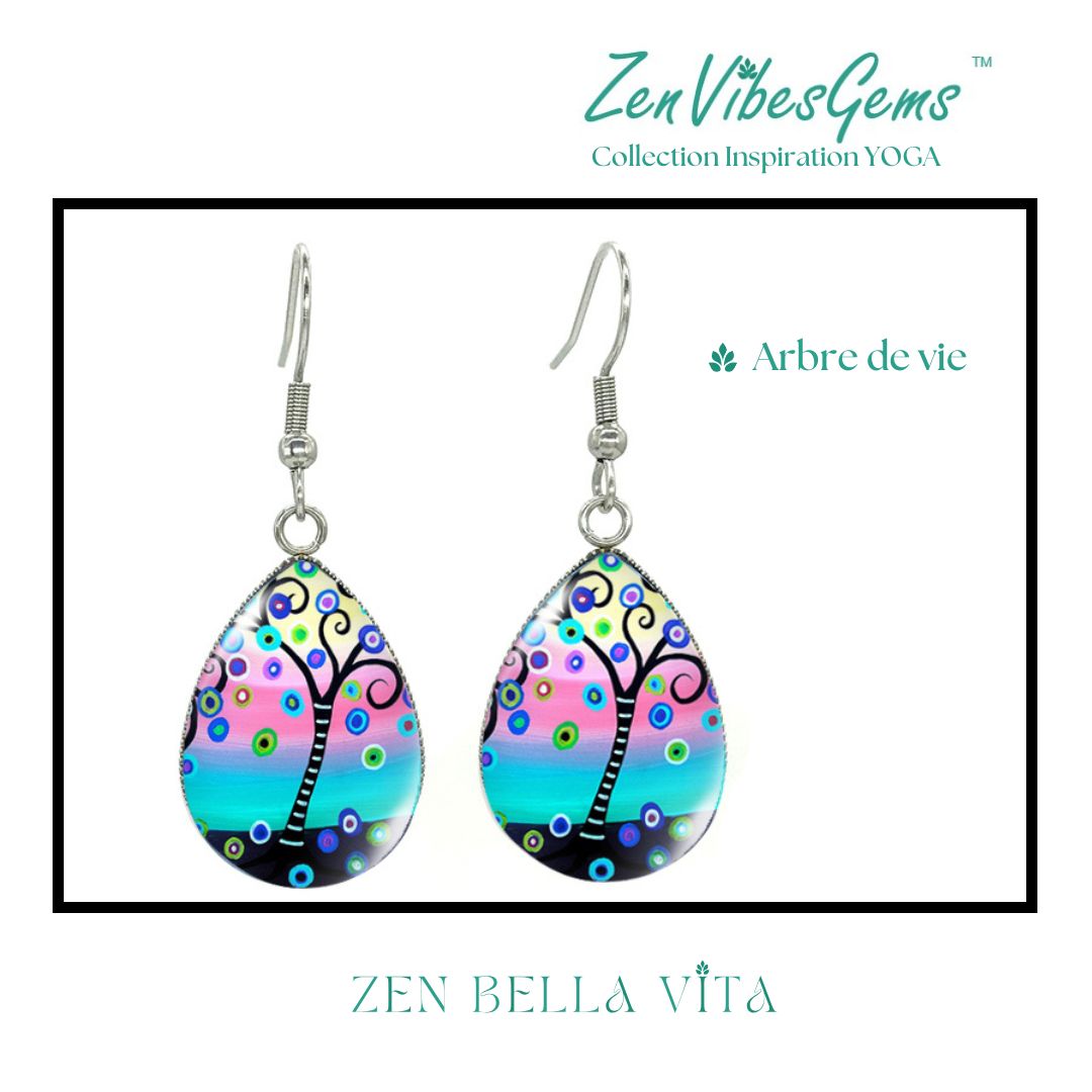 ZenVibesGems™ |  Boucles d'oreilles | Collection Inspiration YOGA™ | ARBRES DE VIE et MANDALAS