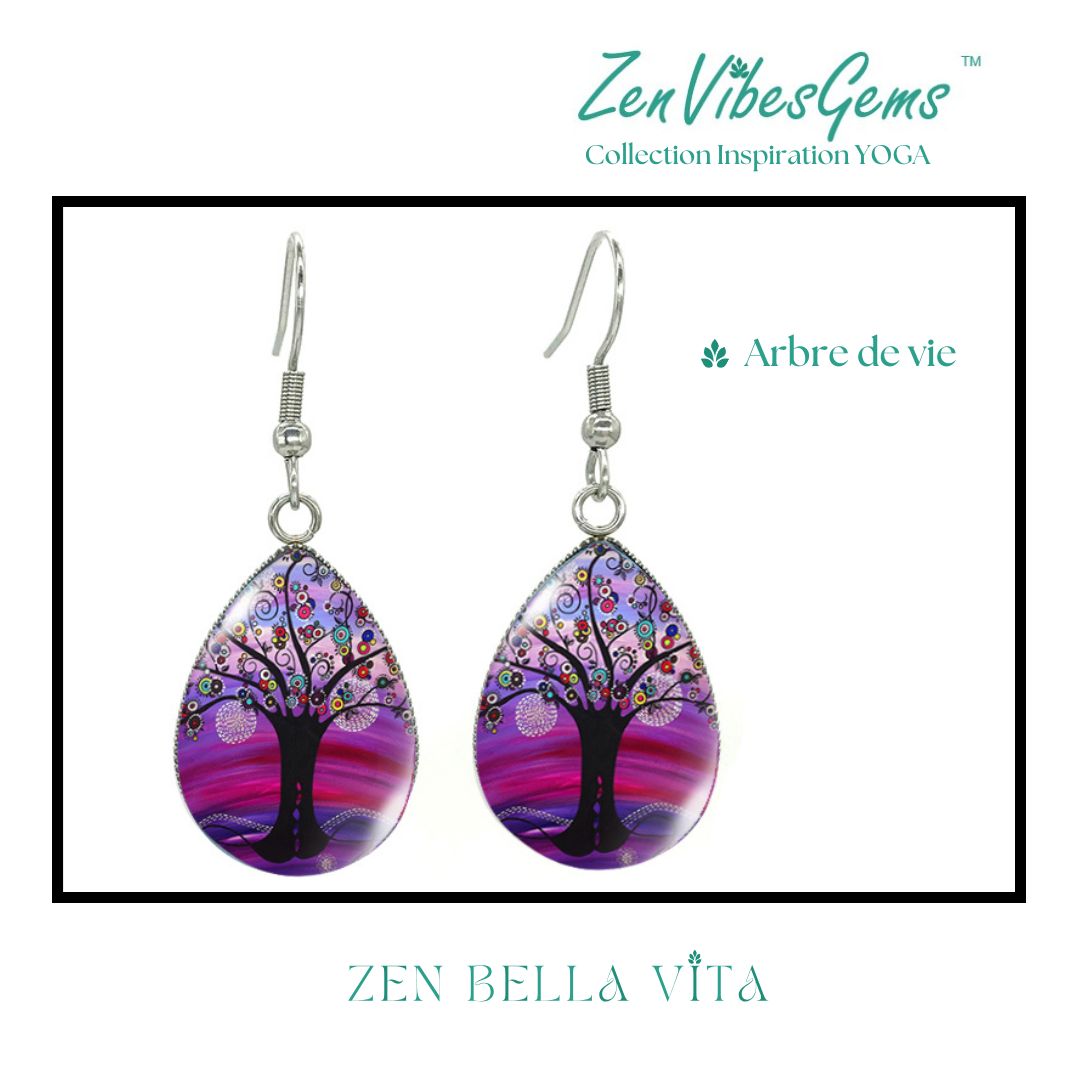 ZenVibesGems™ |  Boucles d'oreilles | Collection Inspiration YOGA™ | ARBRES DE VIE et MANDALAS