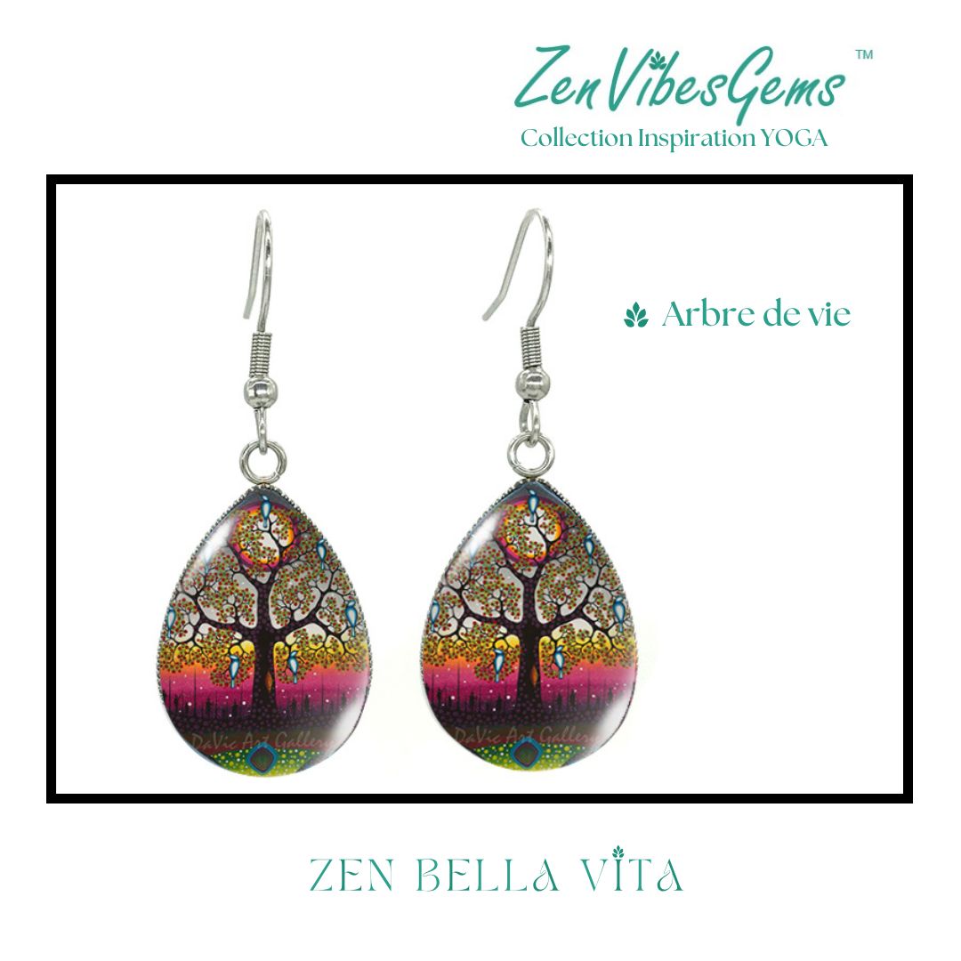 ZenVibesGems™ |  Boucles d'oreilles | Collection Inspiration YOGA™ | ARBRES DE VIE et MANDALAS