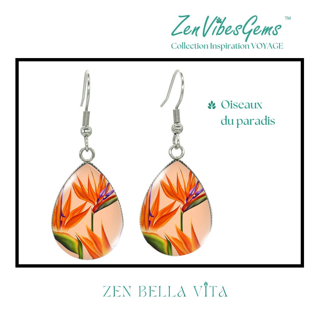ZenVibesGems™ |  Boucles d'oreilles | Collection Inspiration VOYAGE™ | PLAGE, ÉTOILES DE MER, OISEAUX DU PARADIS, VAN