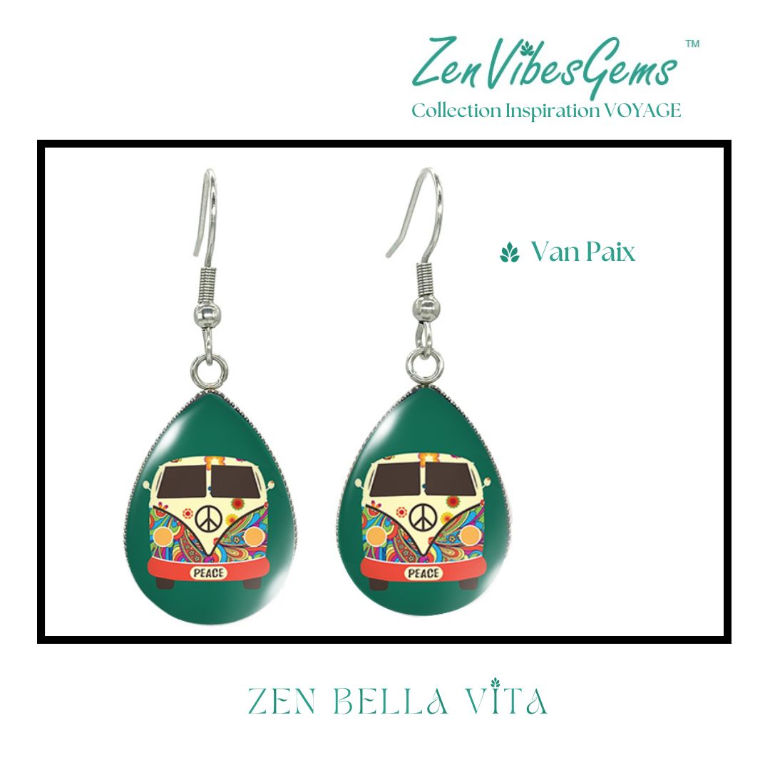 ZenVibesGems™ |  Boucles d'oreilles | Collection Inspiration VOYAGE™ | PLAGE, ÉTOILES DE MER, OISEAUX DU PARADIS, VAN