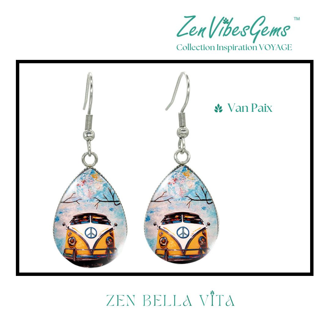 ZenVibesGems™ |  Boucles d'oreilles | Collection Inspiration VOYAGE™ | PLAGE, ÉTOILES DE MER, OISEAUX DU PARADIS, VAN
