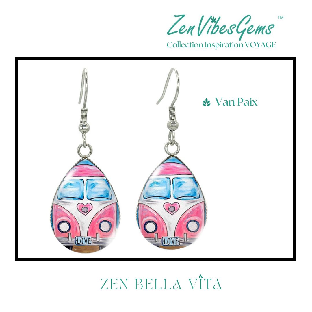 ZenVibesGems™ |  Boucles d'oreilles | Collection Inspiration VOYAGE™ | PLAGE, ÉTOILES DE MER, OISEAUX DU PARADIS, VAN