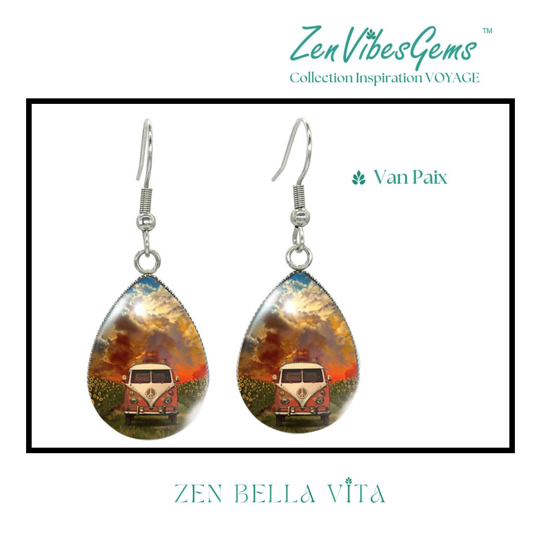 ZenVibesGems™ |  Boucles d'oreilles | Collection Inspiration VOYAGE™ | PLAGE, ÉTOILES DE MER, OISEAUX DU PARADIS, VAN