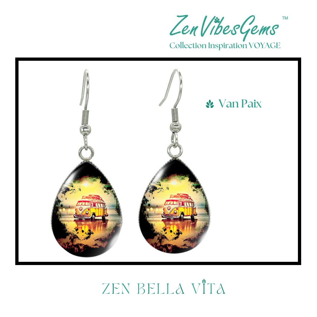 ZenVibesGems™ |  Boucles d'oreilles | Collection Inspiration VOYAGE™ | PLAGE, ÉTOILES DE MER, OISEAUX DU PARADIS, VAN
