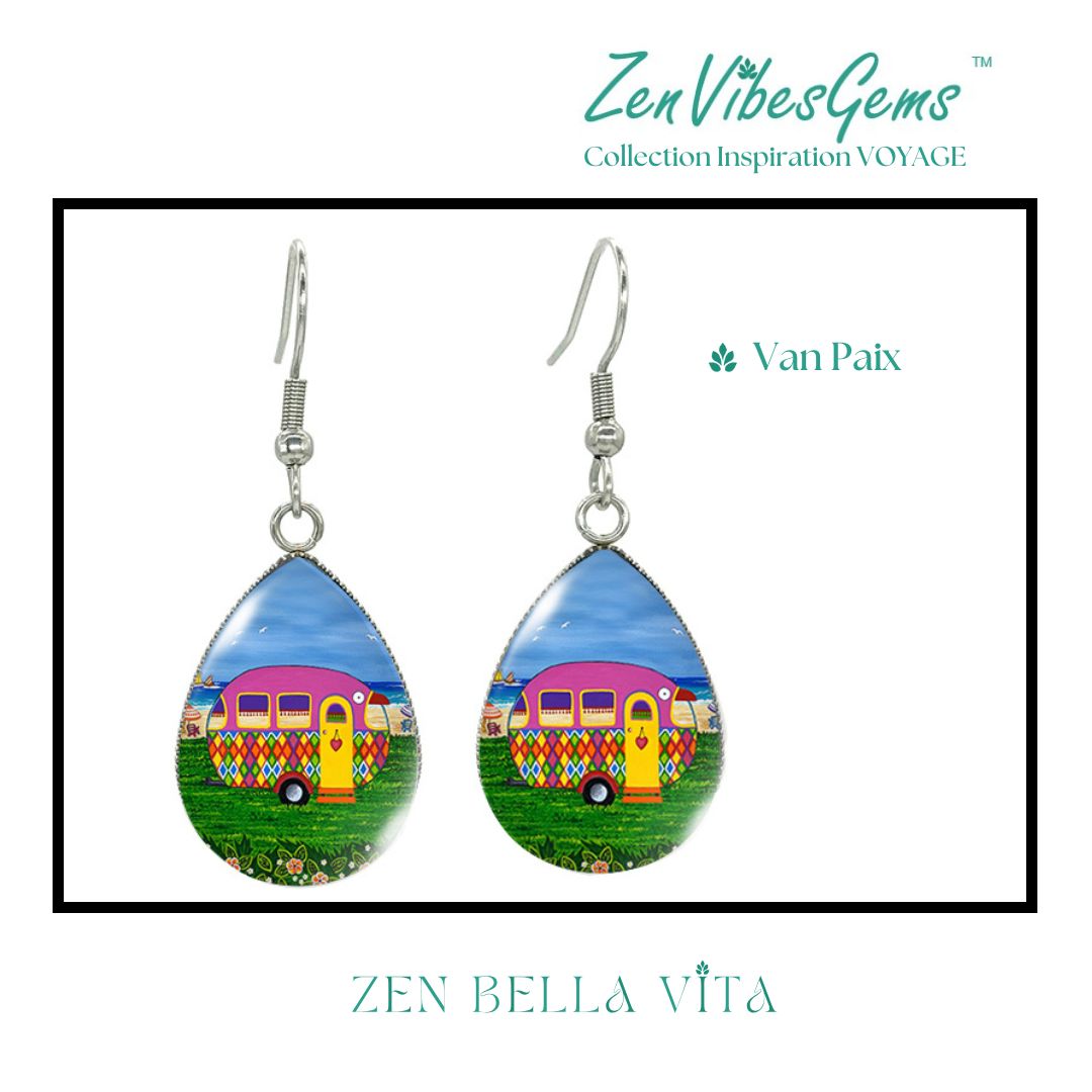 ZenVibesGems™ |  Boucles d'oreilles | Collection Inspiration VOYAGE™ | PLAGE, ÉTOILES DE MER, OISEAUX DU PARADIS, VAN