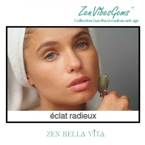 ZenVibesGems™ | Soins Quotidiens | Gua Sha et rouleau de jade anti-age | pierres naturelles