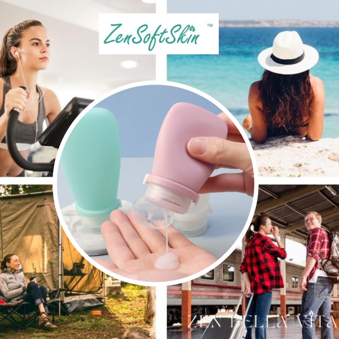 ZenSoftSkin™ | Soins Quotidiens | Flacons de voyage en silicone 60 ml (Lot de 3)