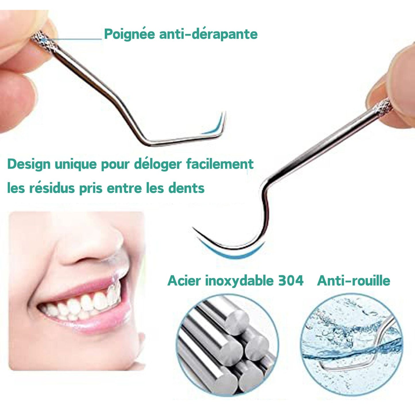 CleanSmile™ | Kit de Cure-dents et Soie Dentaire Réutilisables (Acier inoxydable) (Porte-clefs) - Zen Bella Vita