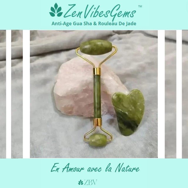 ZenVibesGems™ | Anti - Age Gua Sha & Rouleau De Jade (Pierre Naturelle) - Zen Bella Vita