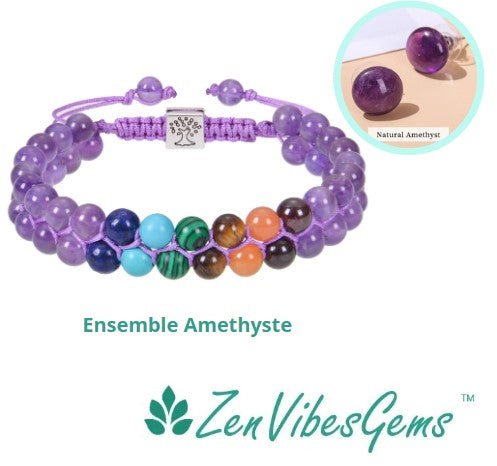 ZenVibesGems™ | Bracelet 7 couleurs Chakras en perles d'agate de cristal naturel - Zen Bella Vita