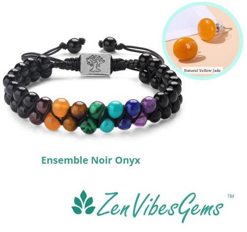 ZenVibesGems™ | Bracelet 7 couleurs Chakras en perles d'agate de cristal naturel - Zen Bella Vita