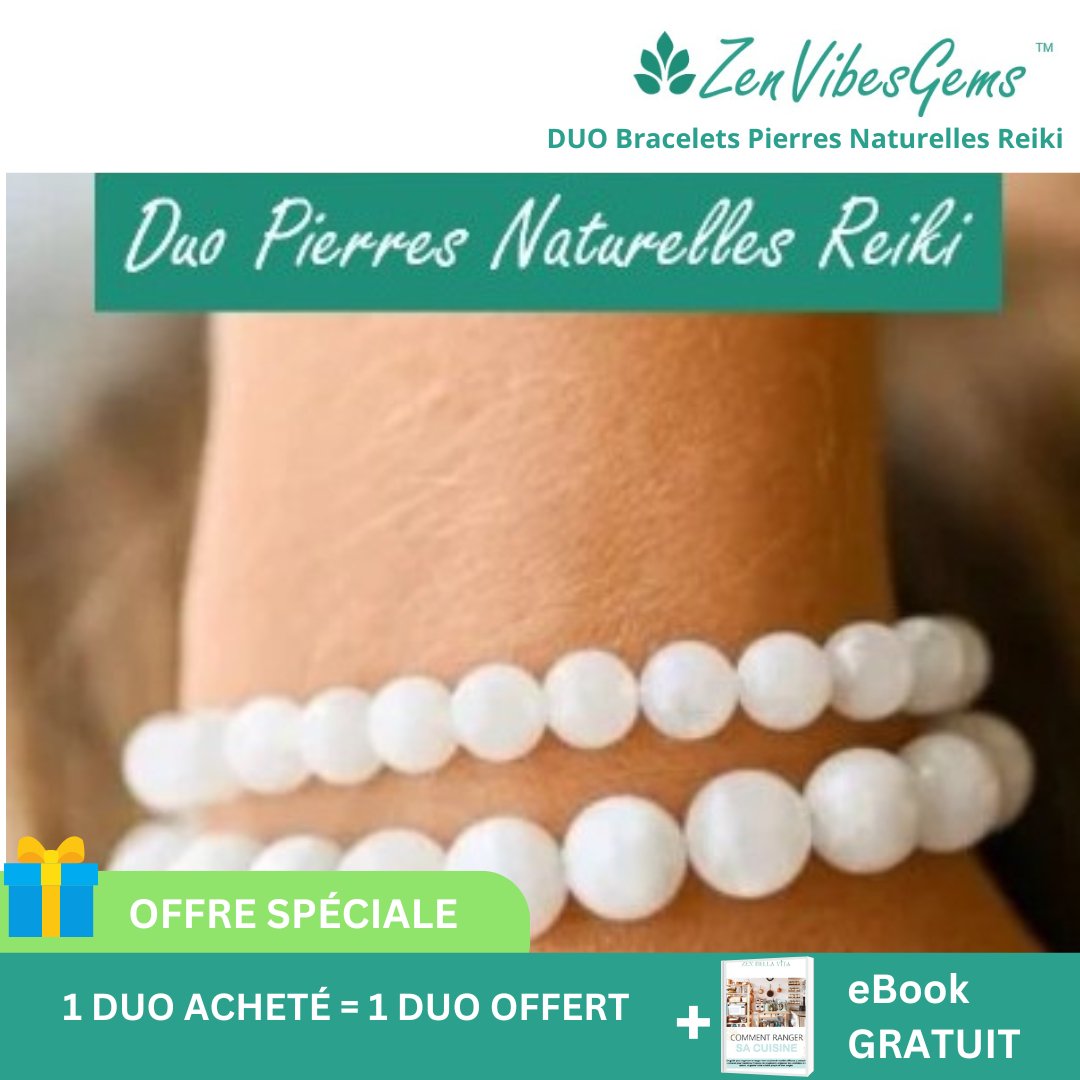 ZenVibesGems™ | Duo Bracelets Pierres Naturelles Reiki (6mm+8mm) - Zen Bella Vita